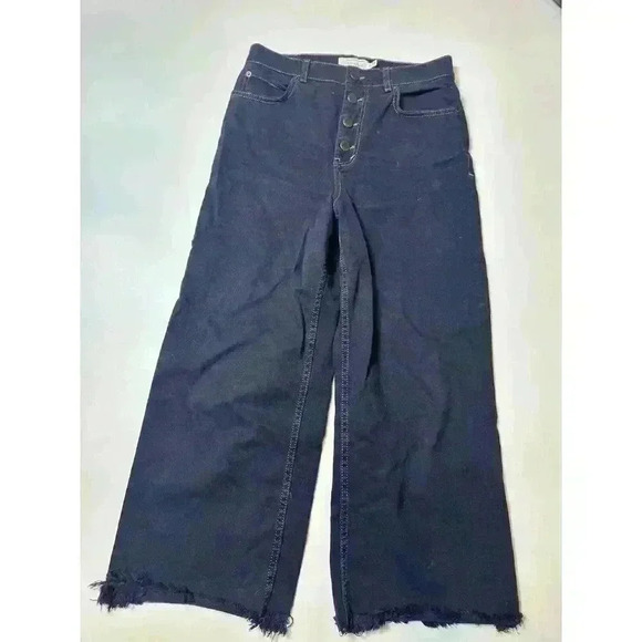 & Other Stories Paris Atelier High Waist‎ Wide Leg Flare Dark Wash Jeans Sz 28 - Picture 1 of 7